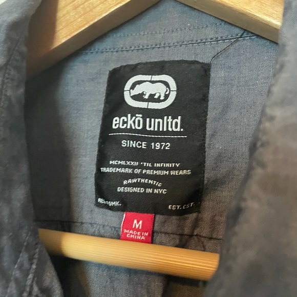 Eckō Unltd. Short Sleeve button down, Grey Blue, Size M - Picture 2 of 6